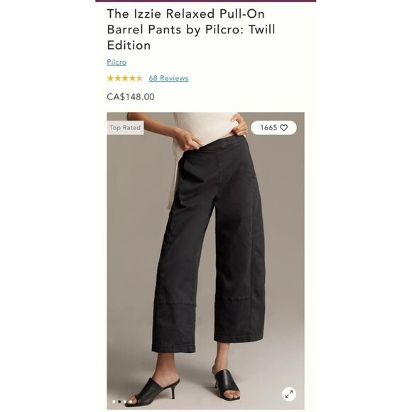 NWT Size XXS - Anthropologie The Izzie Relaxed Pull-On Cotton Barrel Pants - Picture 16 of 16